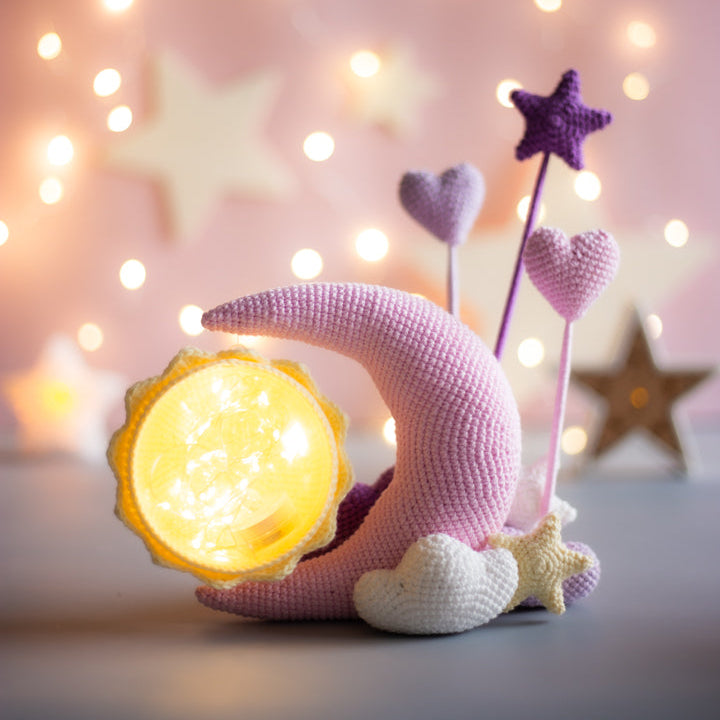 Crochet pattern night light Moon and Sun. Original crochet home decor.