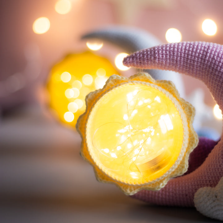 Crochet pattern night light Moon and Sun. Original crochet home decor.