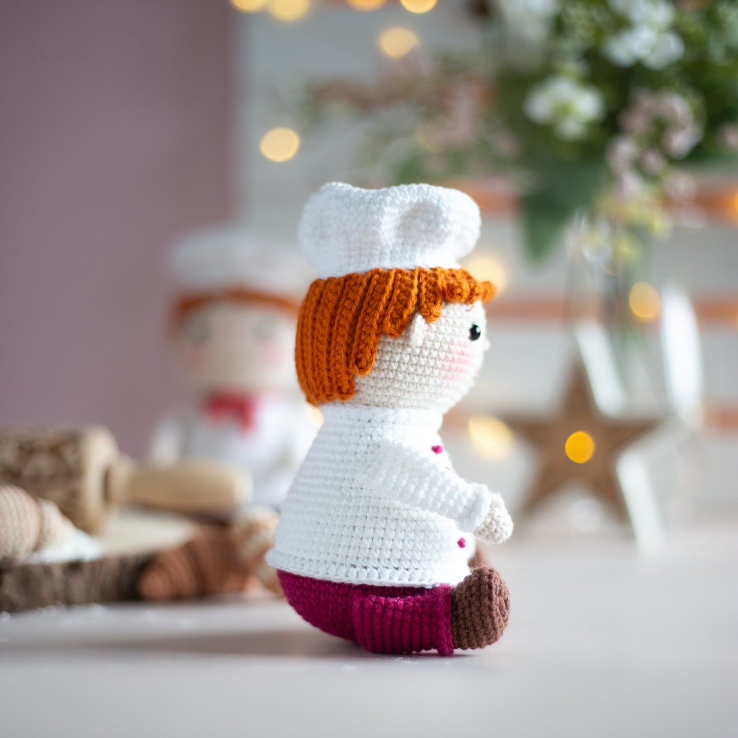 Amigurumi Baker with croissant and bread. Crochet pattern in PDF