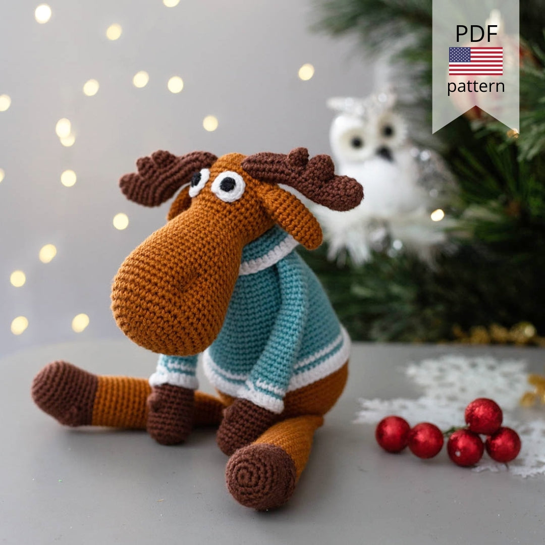 Amigurumi Crochet Moose. Crochet Pattern in PDF