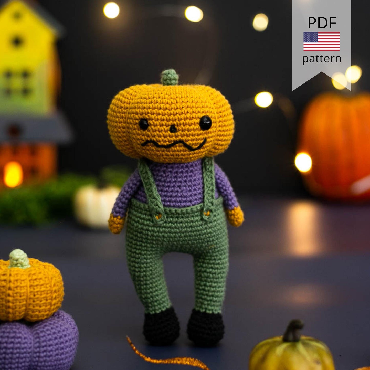 Amigurumi Crochet Halloween Pumpkin. Crochet Pattern in PDF