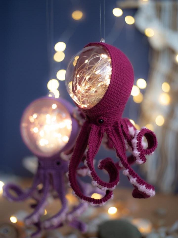 Amigurumi Crochet Octopus. Crochet Night Light. Crochet Pattern in PDF
