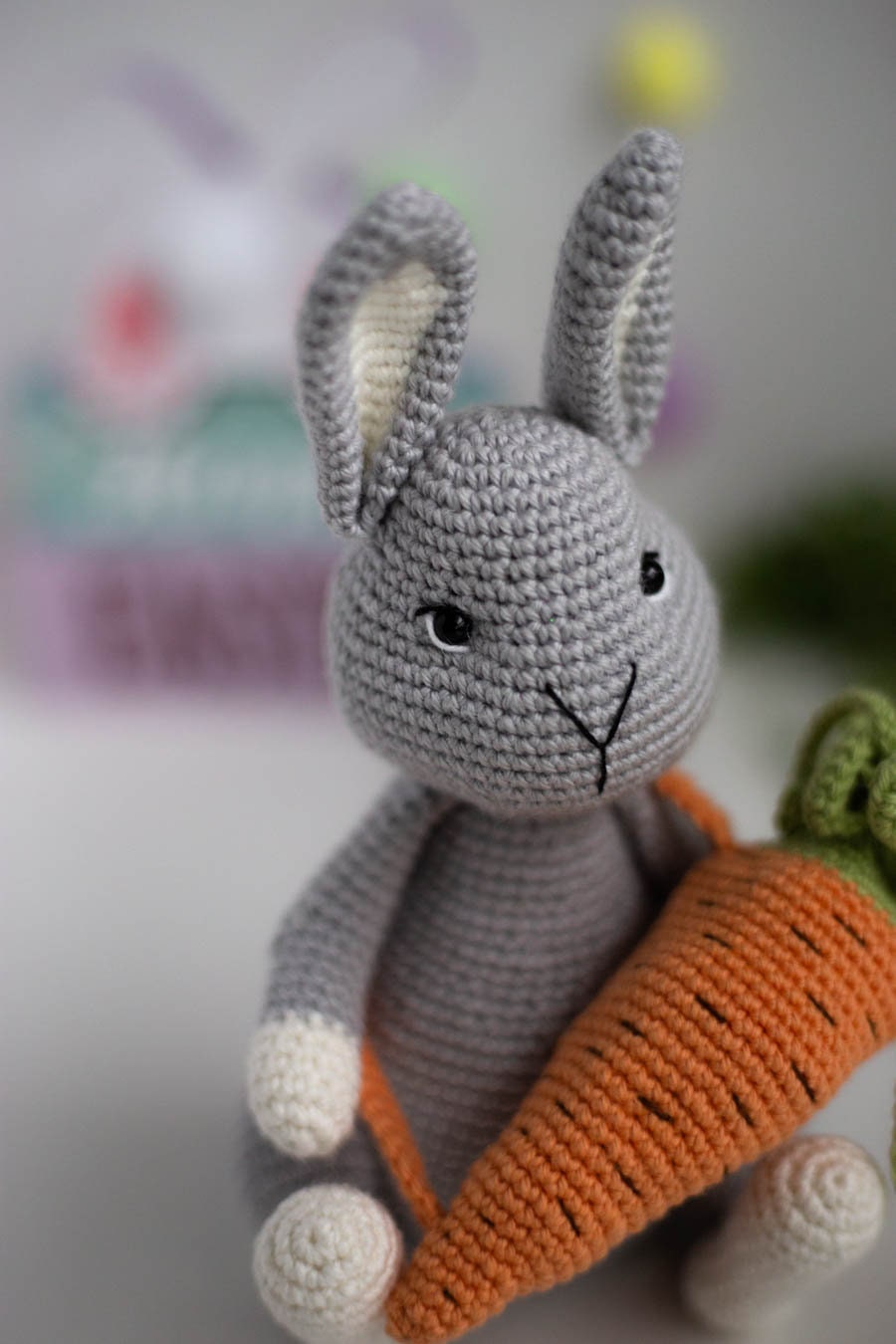 Amigurumi Crochet Easter Bunny with Carrot-Bag. Crochet Pattern in PDF
