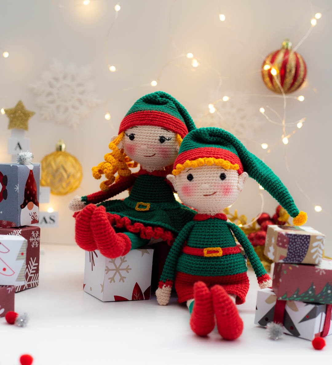 Crochet Christmas Elves Jingle and Hope. Crochet patterns in PDF