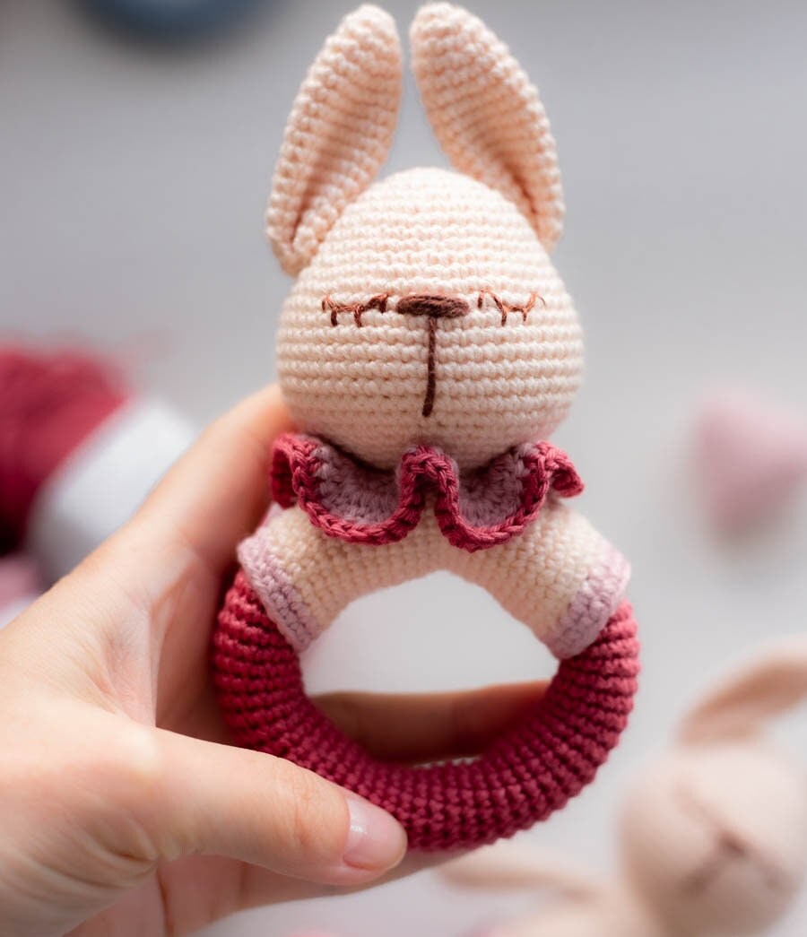 Amigurumi Crochet Bunnies - Crochet Toy and Rattle. Crochet Pattern in PDF