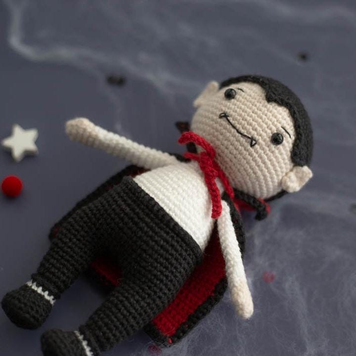 Amigurumi Crochet Halloween Dracula. Crochet Pattern in PDF
