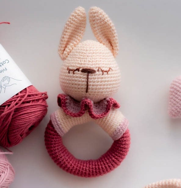 Amigurumi Crochet Bunnies - Crochet Toy and Rattle. Crochet Pattern in PDF
