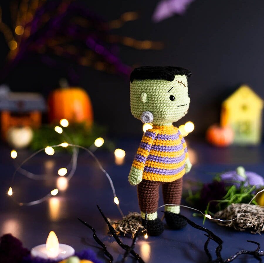 Amigurumi Crochet Halloween Frankenstein. Crochet Pattern in PDF