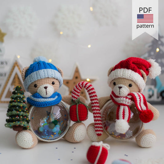 Amigurumi Crochet Christmas bear. Crochet Patteren in PDF