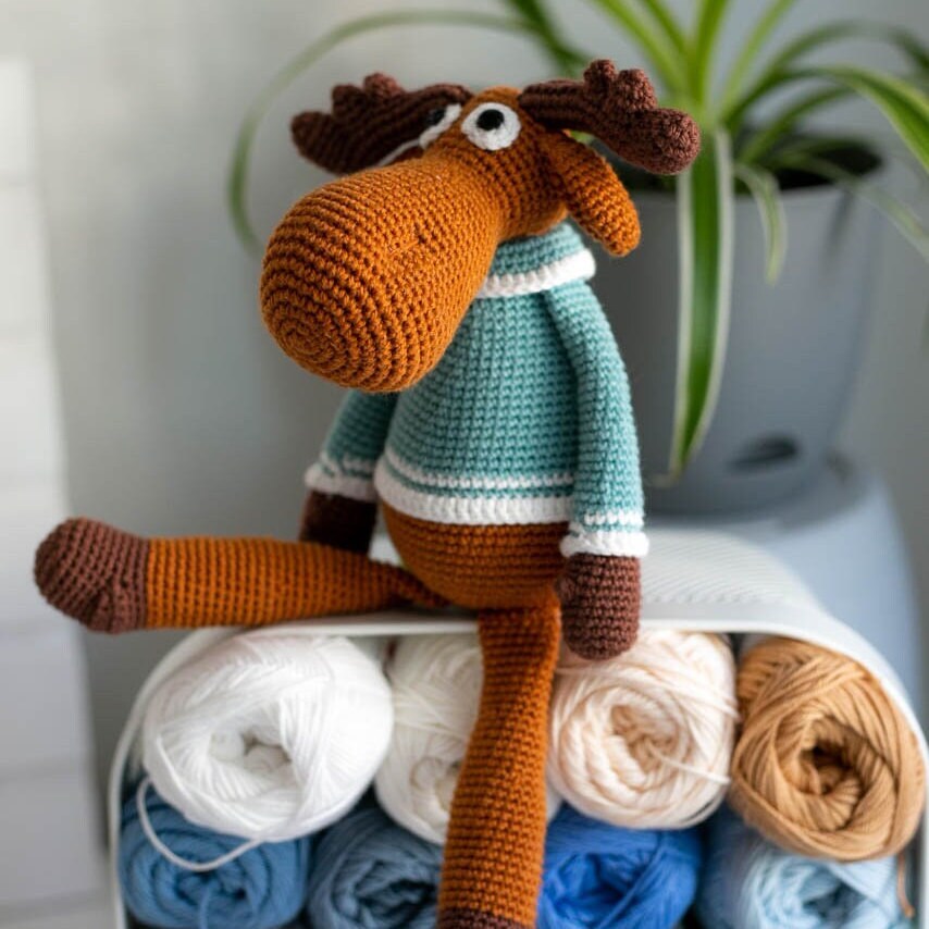 Amigurumi Crochet Moose. Crochet Pattern in PDF