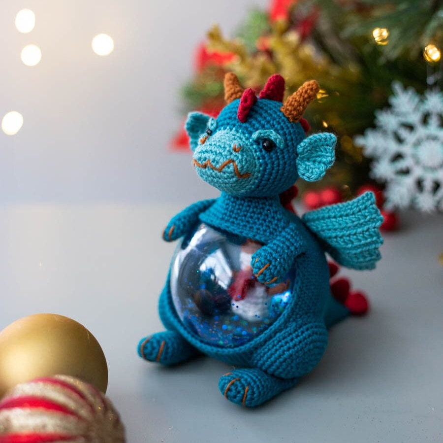 Amigurumi Crochet Christmas Dragon. Crochet Pattern in PDF