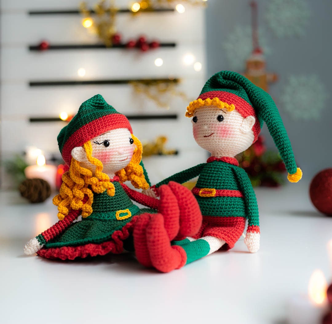 Crochet Christmas Elves Jingle and Hope. Crochet patterns in PDF