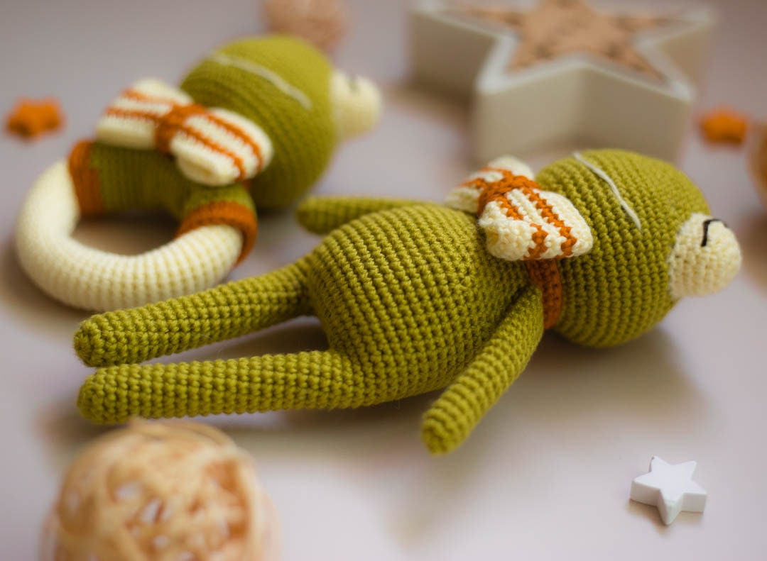 Amigurumi Crochet Frogs - Rattle & Toy. Crochet Pattern in PDF