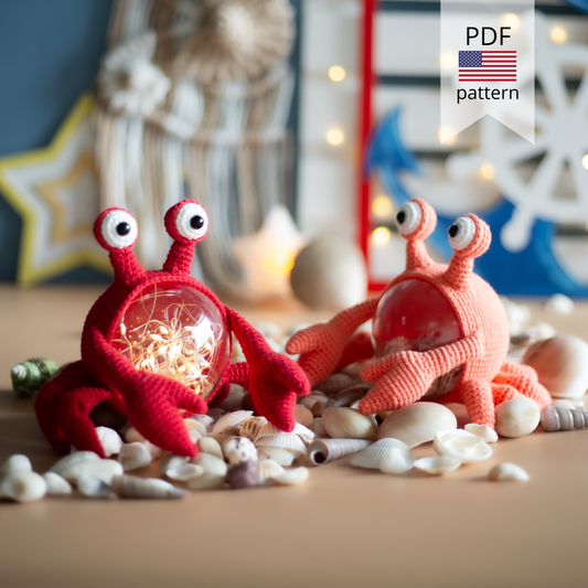 Amigurumi crochet Crab. PDF Pattern for crocheting an original sea creature
