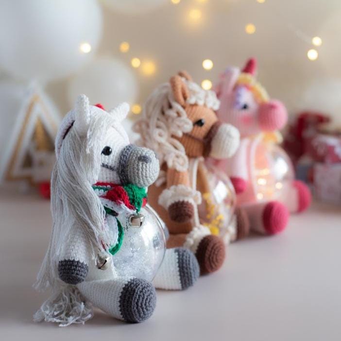 Amigurumi Crochet Horse. Crochet Pattern 3-in-1: Horse, Unicorn & New Year's Horse (PDF)