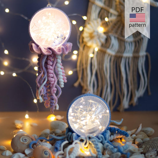 Amigurumi Crochet Jellyfish. Crochet Night Light. Crochet Pattern in PDF