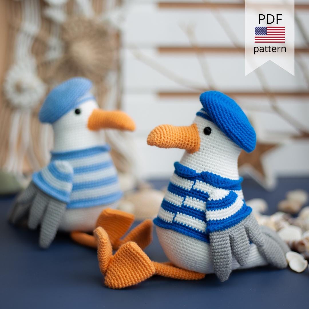 Amigurumi Crochet Seagull. Crochet Pattern in PDF