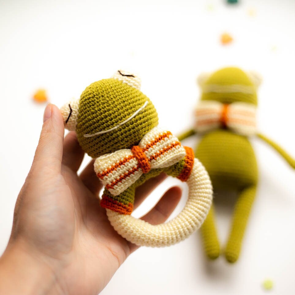 Amigurumi Crochet Frogs - Rattle & Toy. Crochet Pattern in PDF