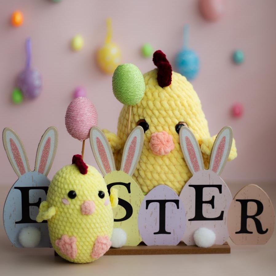 Crochet Plush Easter Chicken. Crochet Pattern in PDF.