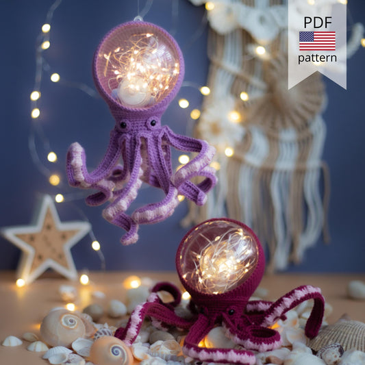 Amigurumi Crochet Octopus. Crochet Night Light. Crochet Pattern in PDF