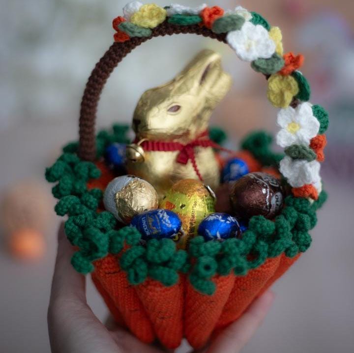 Amigurumi Crochet Easter Carrot Basket. Crochet Pattern in PDF