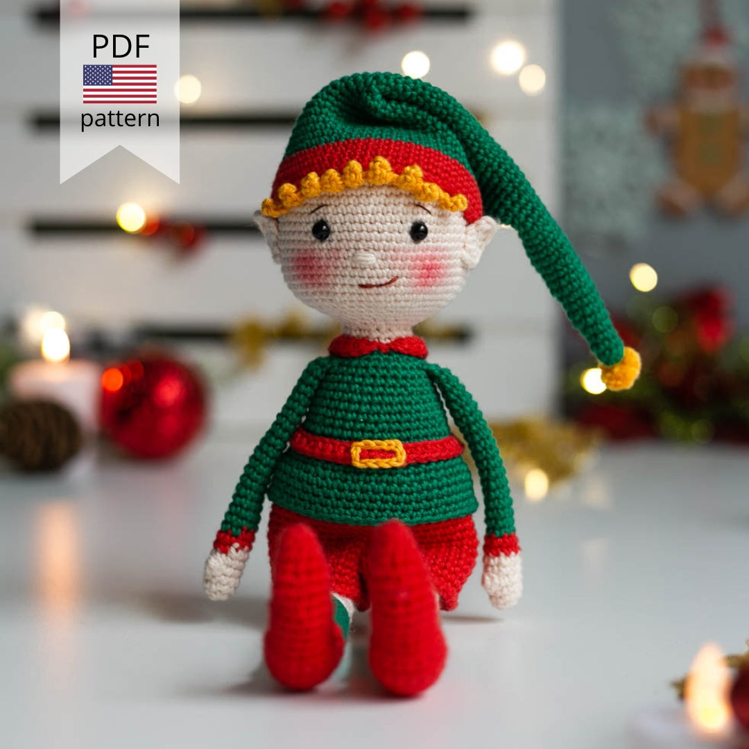 Amigurumi Crochet Christmas Elf. Crochet Pattern in PDF