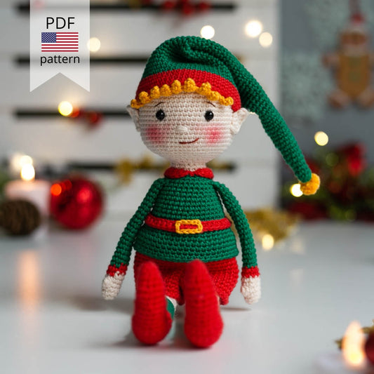 Amigurumi Crochet Christmas Elf. Crochet Pattern in PDF