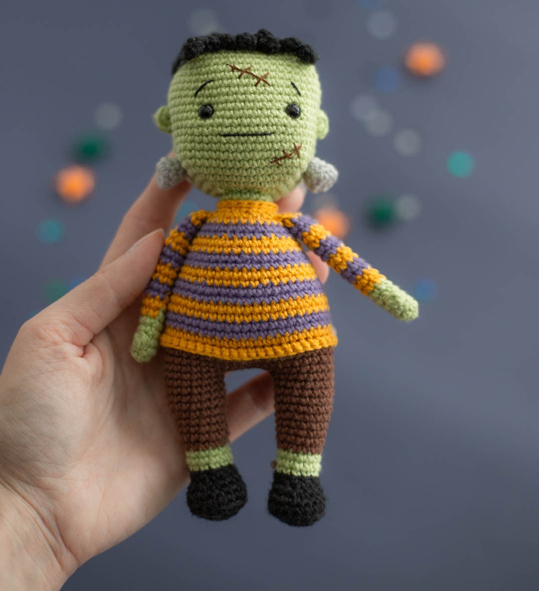 Amigurumi Crochet Halloween Frankenstein. Crochet Pattern in PDF