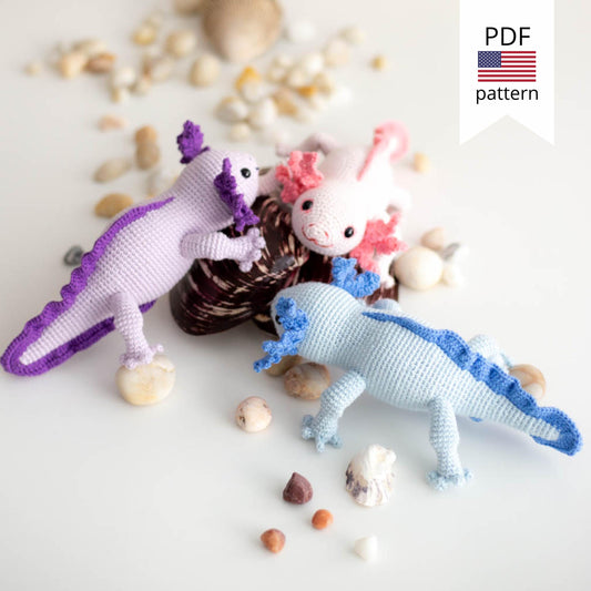 Amigurumi Crochet Axolotl. Crochet Pattern in PDF