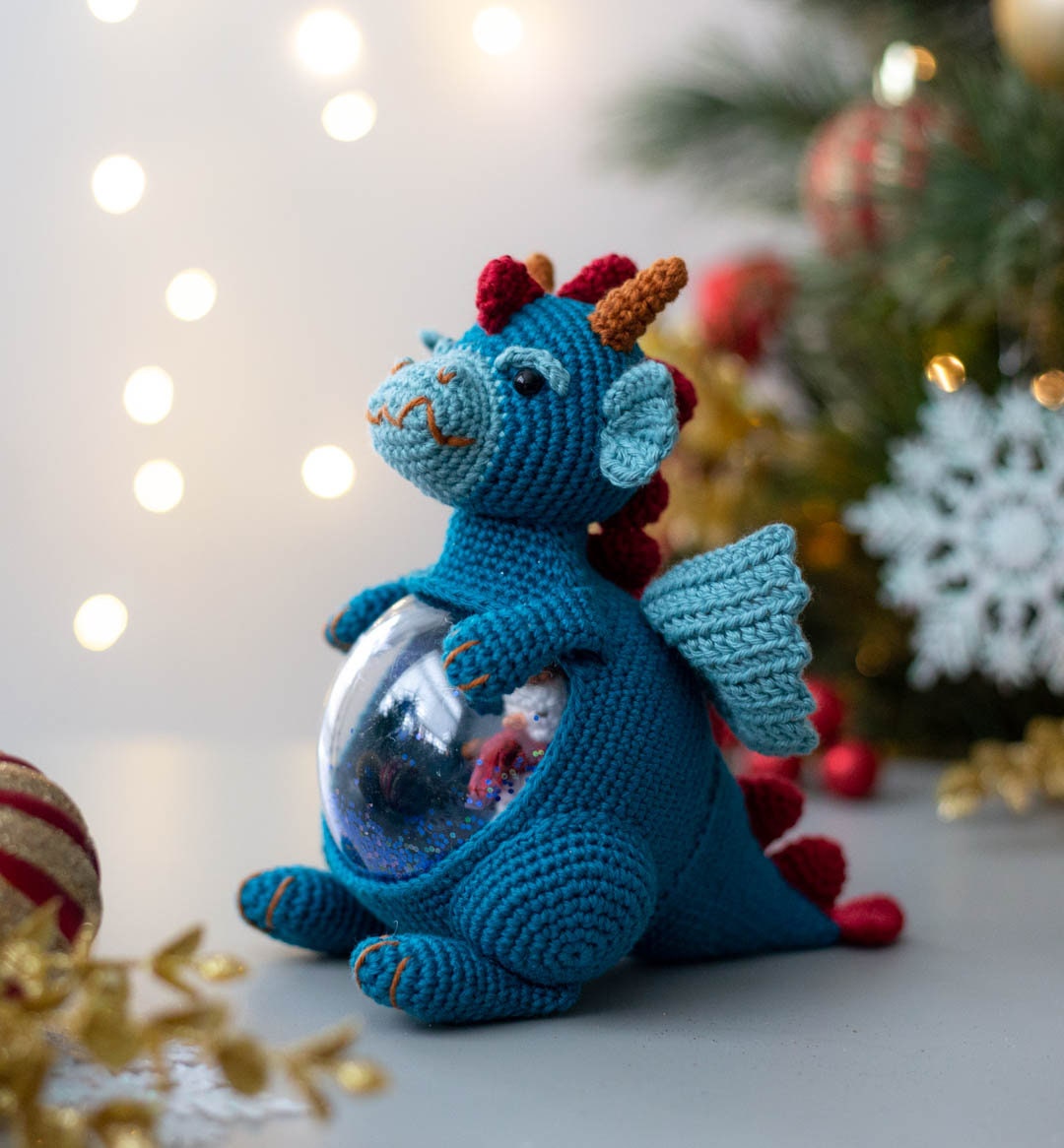 Amigurumi Crochet Christmas Dragon. Crochet Pattern in PDF