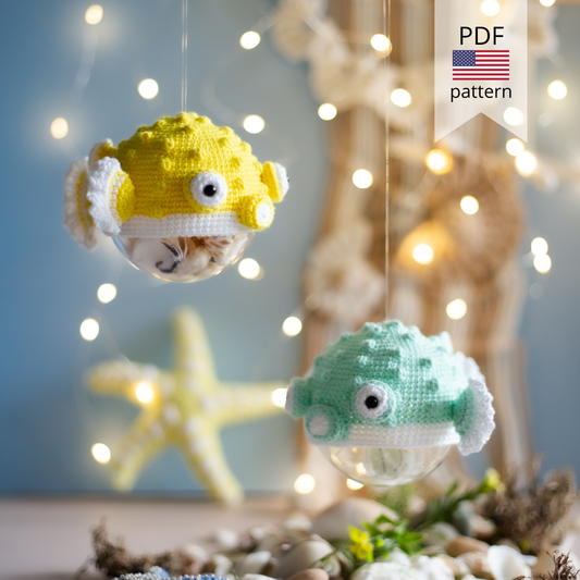 Amigurumi Crocher Pufferfish. Crochet pattern for Sea Creature Fish.